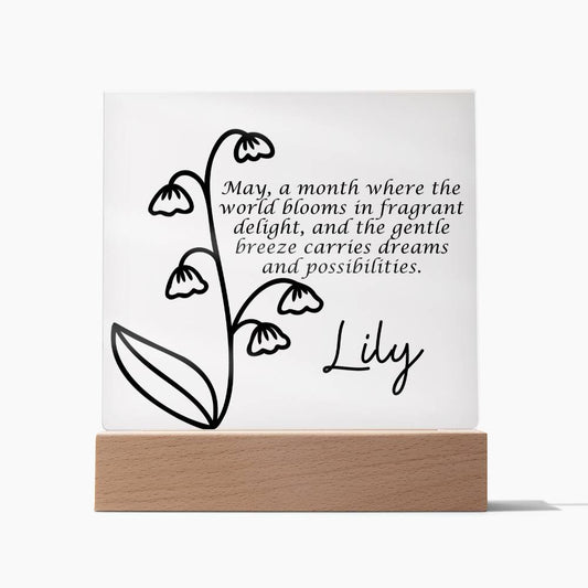 Personalized May Birth Month Flower Acrylic Sign, Custom LED Sign Birth Month WildFlowers,Custom made Signs,Personalized name plaque decor