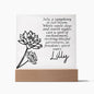 Personalized July Birth Month Flower Acrylic Sign, Custom LED Sign Birth Month WildFlowers,Custom made Signs,Personalized name plaque decor