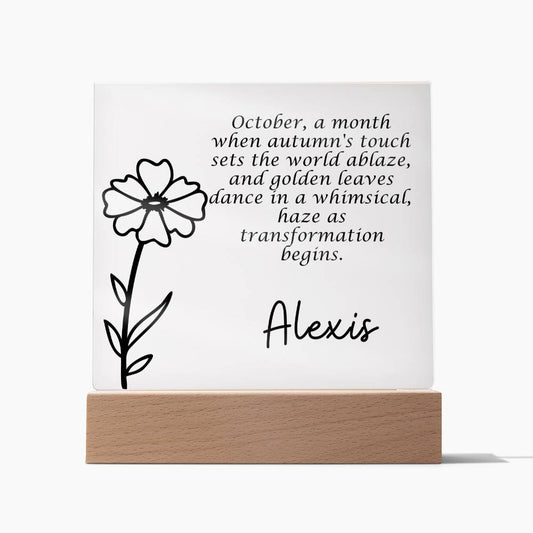 Personalized Oct Birth Month Flower Acrylic Sign, Custom LED Sign Birth Month WildFlowers,Custom made Signs,Personalized name decor