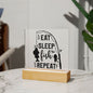 Eat Sleep Fish Repeat | Square Acrylic Plaque