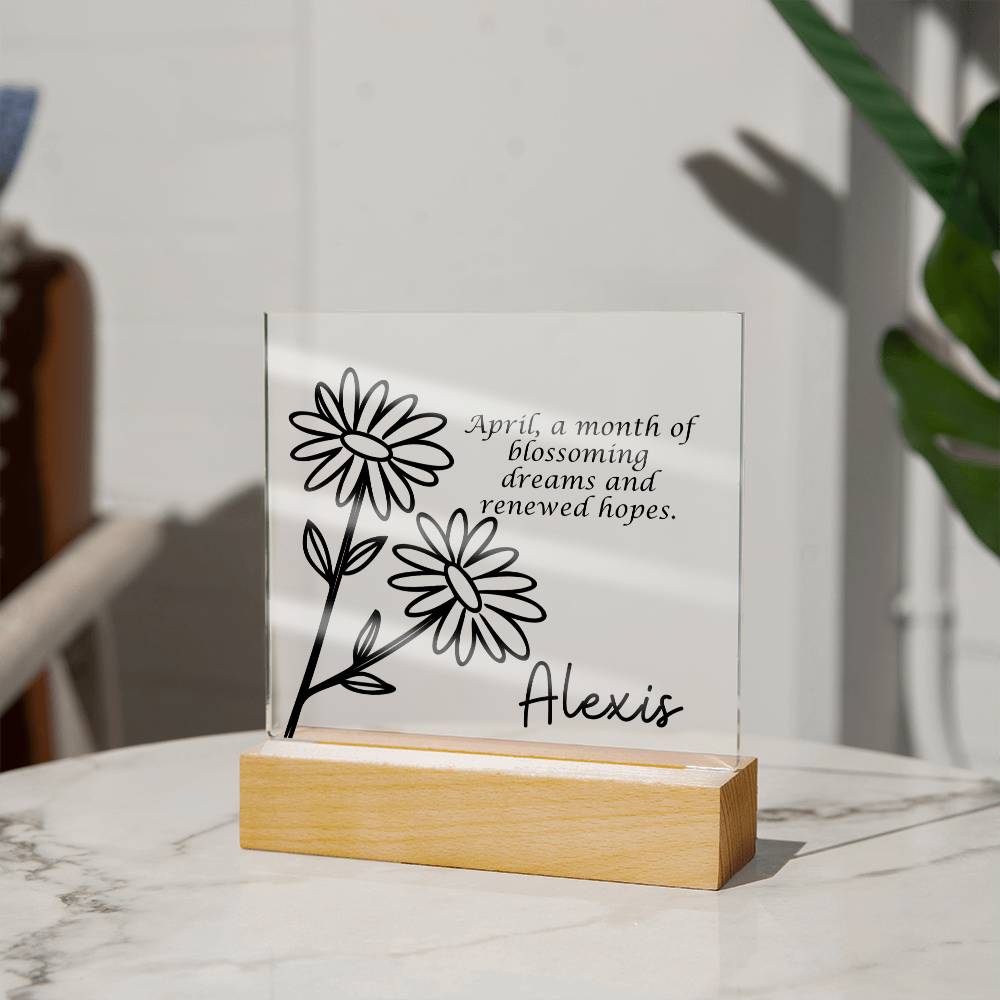 Personalized April Birth Month Flower | Acrylic Sign