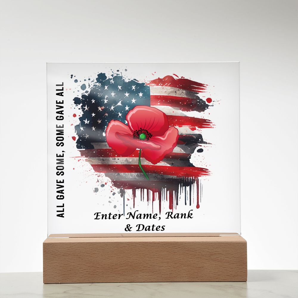 Personalized Memorial Poppy | Square Acrylic Plaque