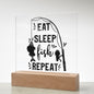 Eat Sleep Fish Repeat | Square Acrylic Plaque