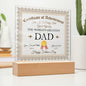 Worlds Greatest Dad Certificate of Achievement | Square Acrylic Plaque