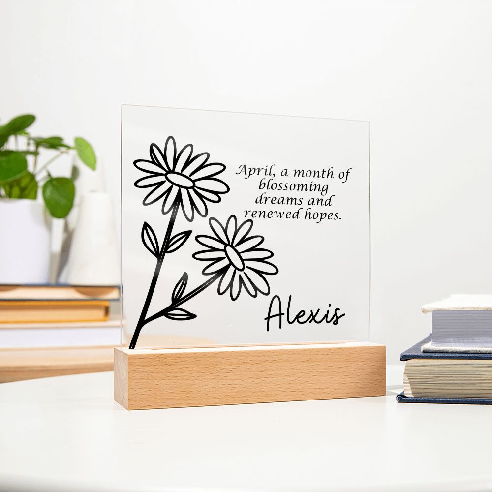Personalized April Birth Month Flower | Acrylic Sign
