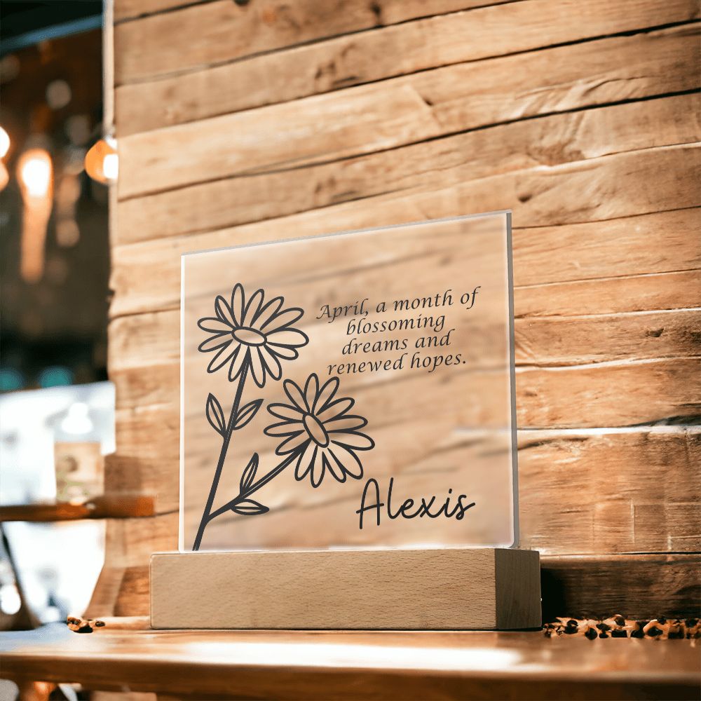 Personalized April Birth Month Flower | Acrylic Sign