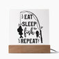Eat Sleep Fish Repeat | Square Acrylic Plaque
