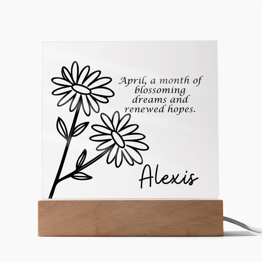 Personalized April Birth Month Flower | Acrylic Sign