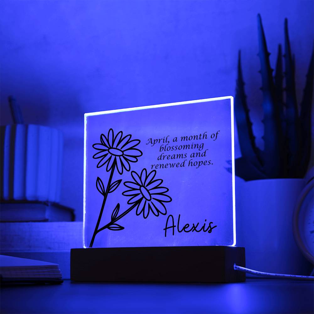 Personalized April Birth Month Flower | Acrylic Sign