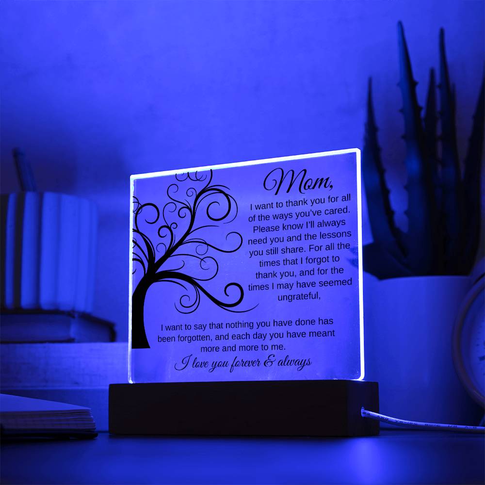 Thank You For All The Ways You've Cared | Square Acrylic Plaque