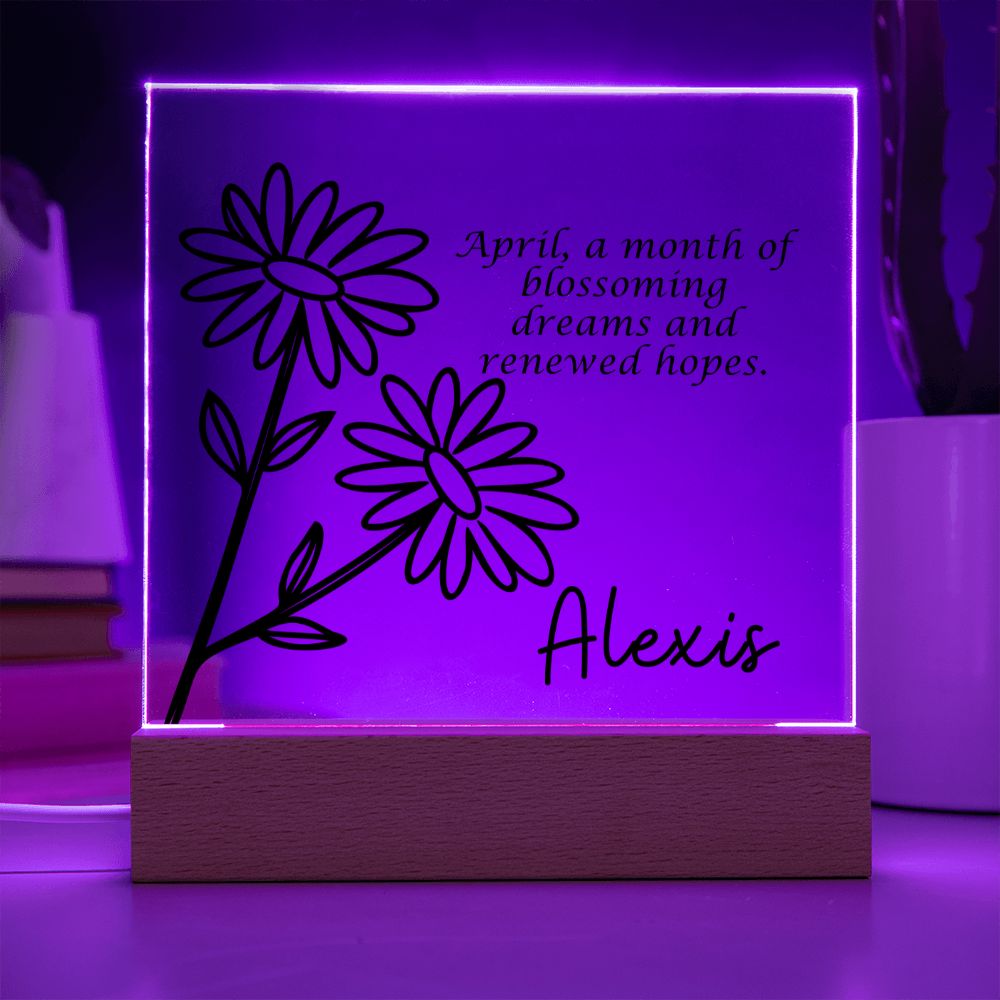 Personalized April Birth Month Flower | Acrylic Sign