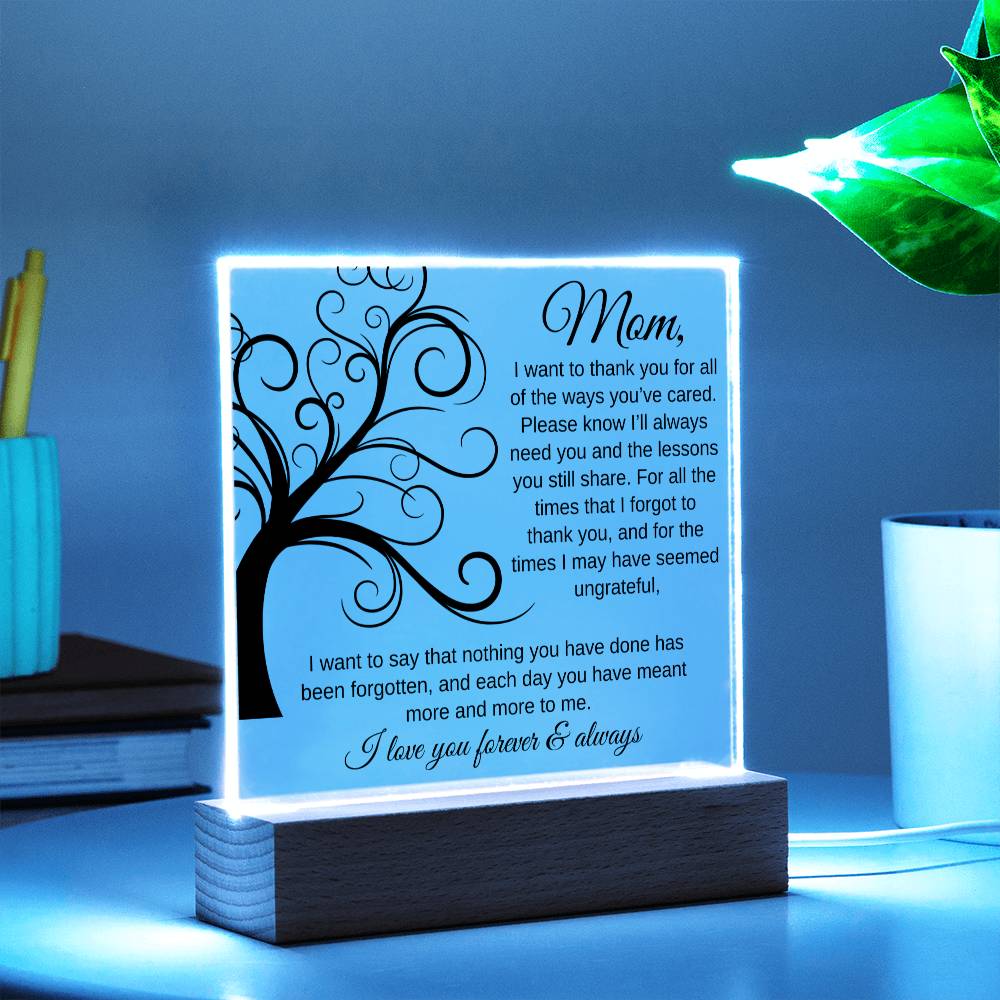 Thank You For All The Ways You've Cared | Square Acrylic Plaque