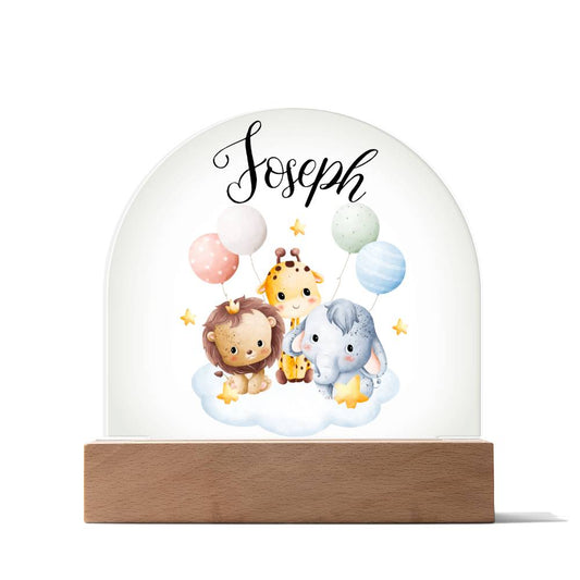 Personalized Baby Cloud Nine Friends Domed Acrylic Plaque, Baby Room Decor, Kids Room Decor, Kids Nightlight