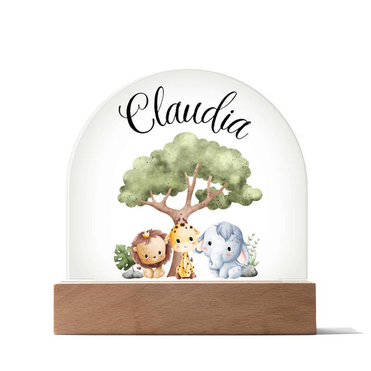 Personalized Baby Animal Friends Domed Acrylic Plaque, Baby Room Decor, Kids Room Decor, Kids Nightlight