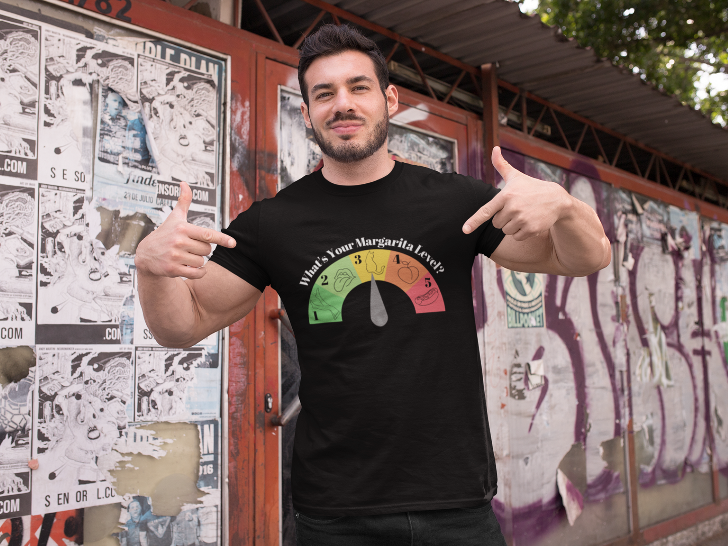 What's your Margarita Level Black T-shirt Sexy Man 5 levels of Margaritas Abstinence Sister Cindy