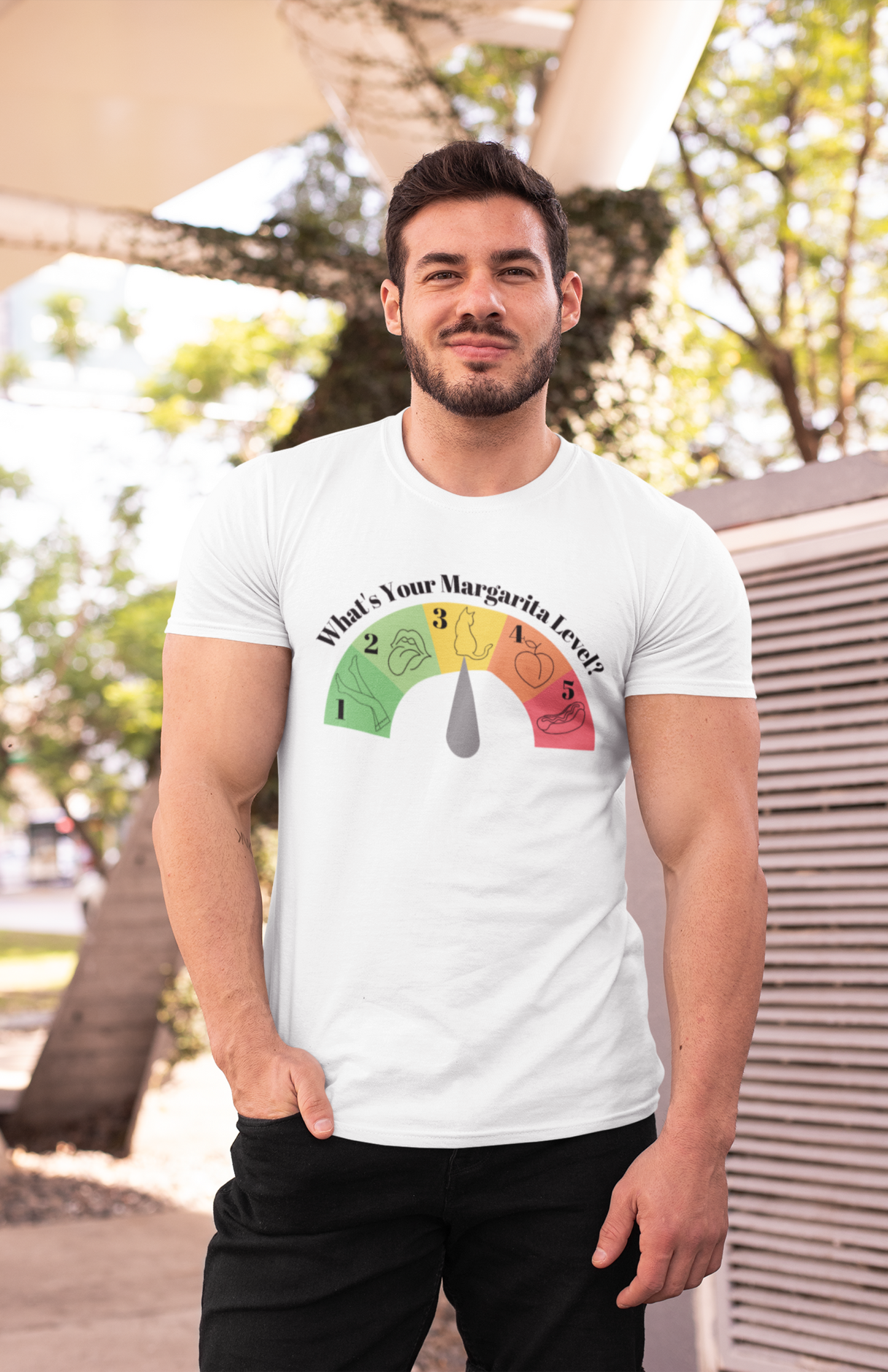 What's your Margarita Level White T-shirt Sexy Man 5 levels of Margaritas Abstinence Sister Cindy
