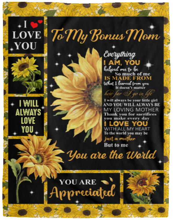 To My Bonus Mom from Daughter Sunflower | Cozy Plush Fleece Blanket