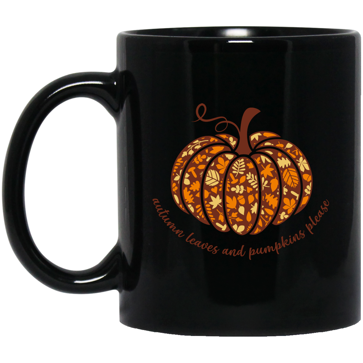 Autumn Leaves & Pumpkin Please | 11 oz. Black Mug