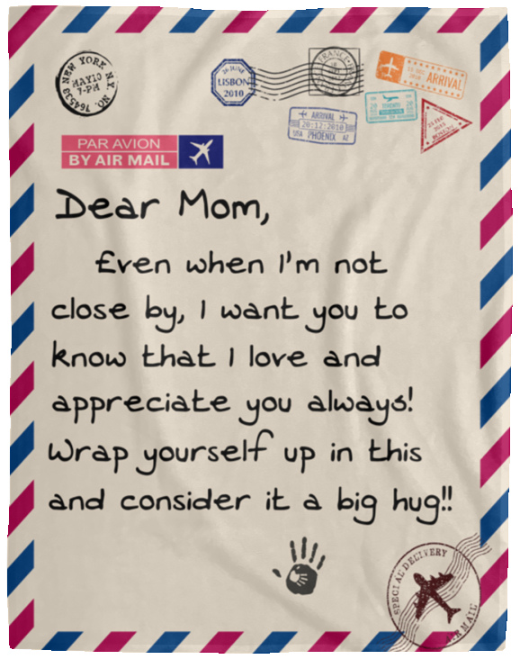 Dear Mom Personalized Airmail | Cozy Plush Fleece Blanket