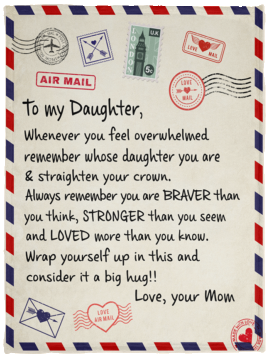 Braver Stronger Daughter Air-Mail | Cozy Plush Fleece Blanket