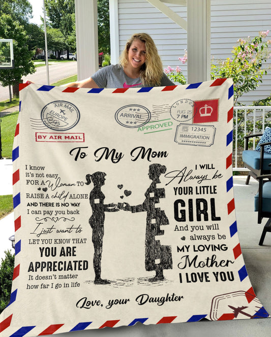 To Mom Love Your Daughter Airmail | Cozy Plush Fleece Blanket