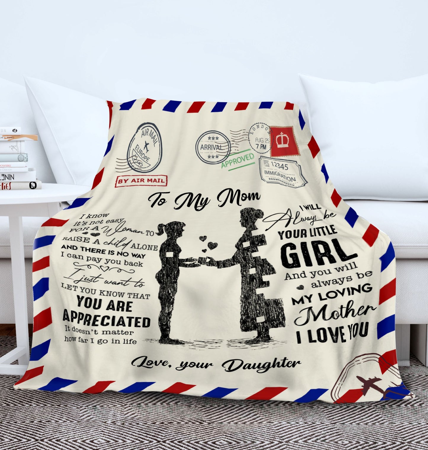 To Mom Love Your Daughter Airmail | Cozy Plush Fleece Blanket