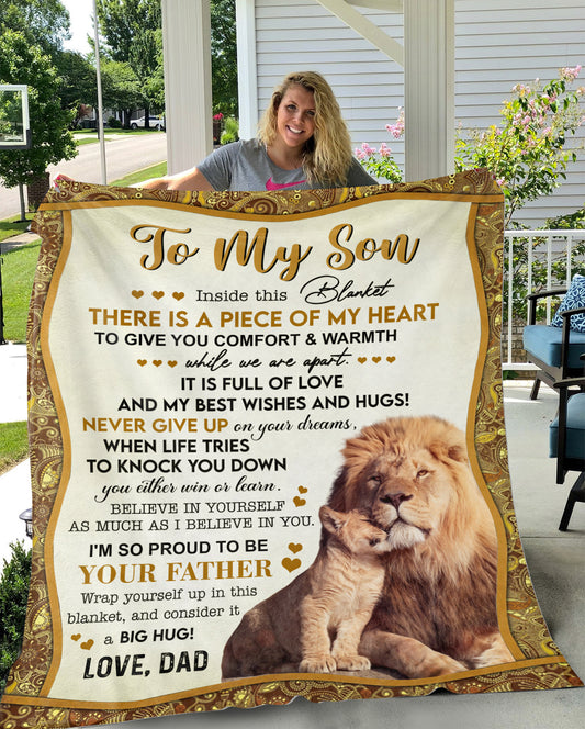 To My Son A Piece of My Heart Love Dad | Cozy Plush Fleece Blanket