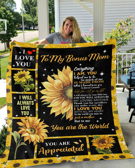 To My Bonus Mom from Son | Cozy Plush Fleece Blanket