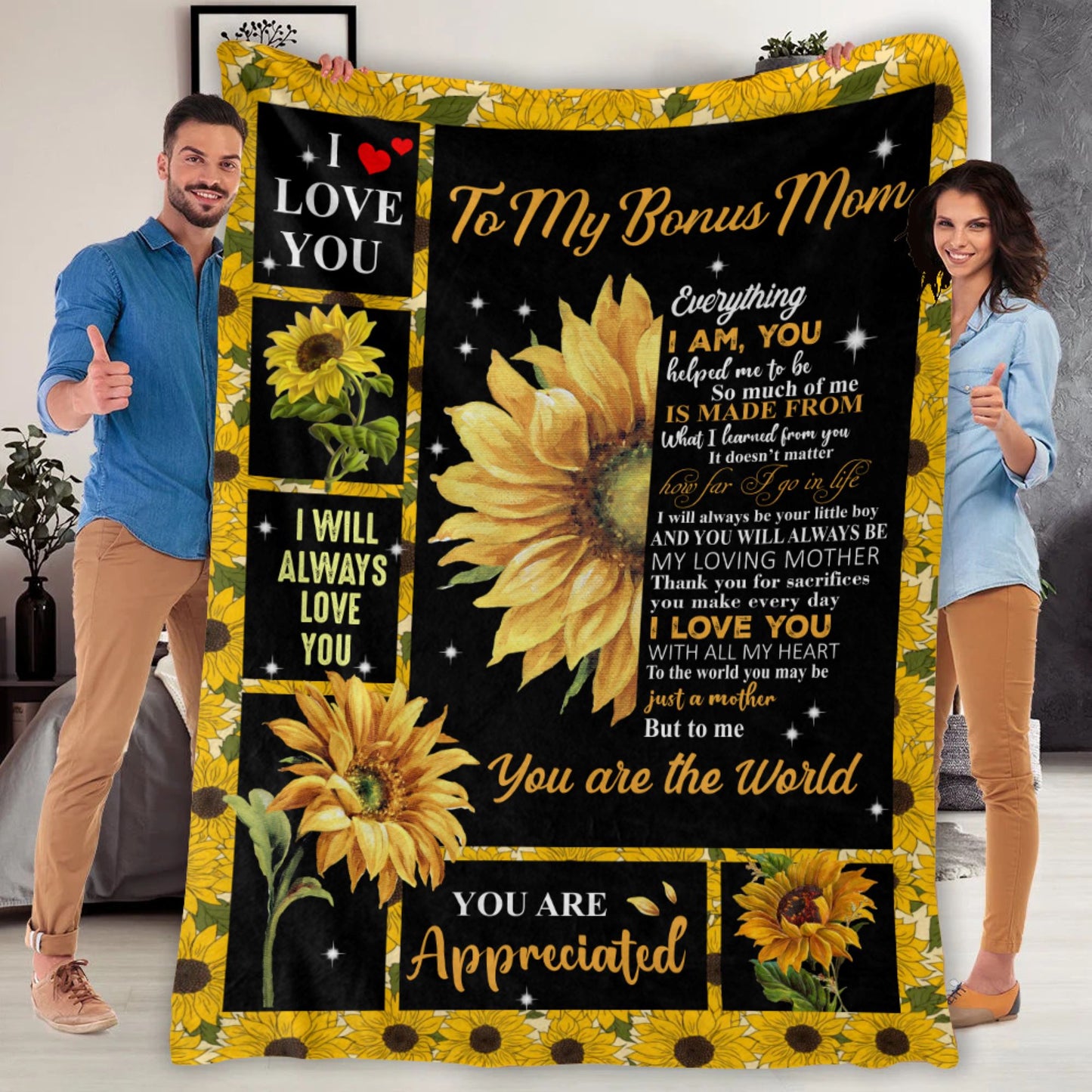 To My Bonus Mom from Son | Cozy Plush Fleece Blanket