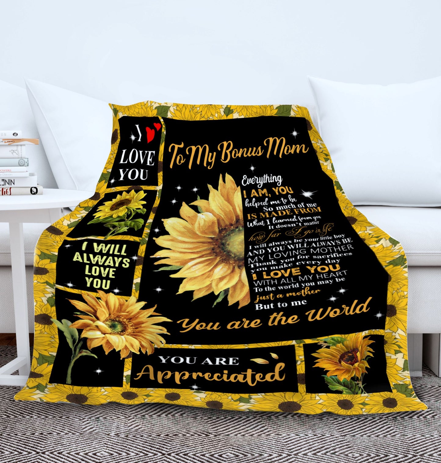 To My Bonus Mom from Son | Cozy Plush Fleece Blanket