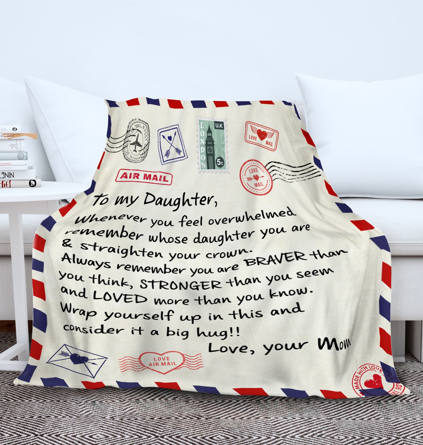 Braver Stronger Daughter Air-Mail | Cozy Plush Fleece Blanket