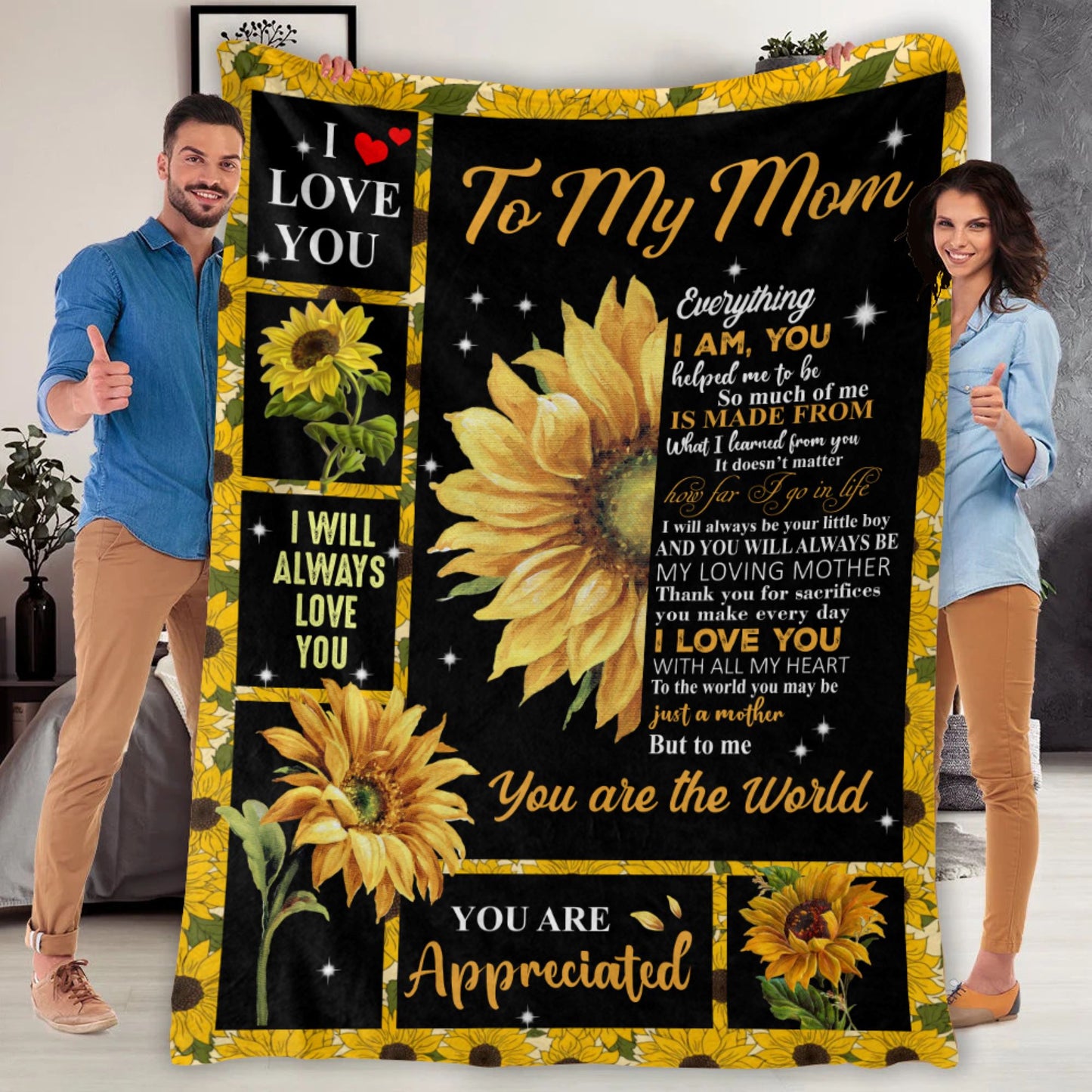 To My Mom from Son Sunflower | Cozy Plush Fleece Blanket