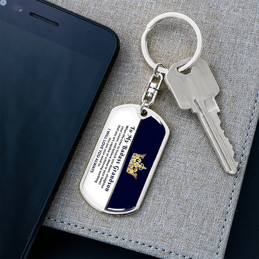 Straighten Your Crown Grandson | Dog Tag Keychain