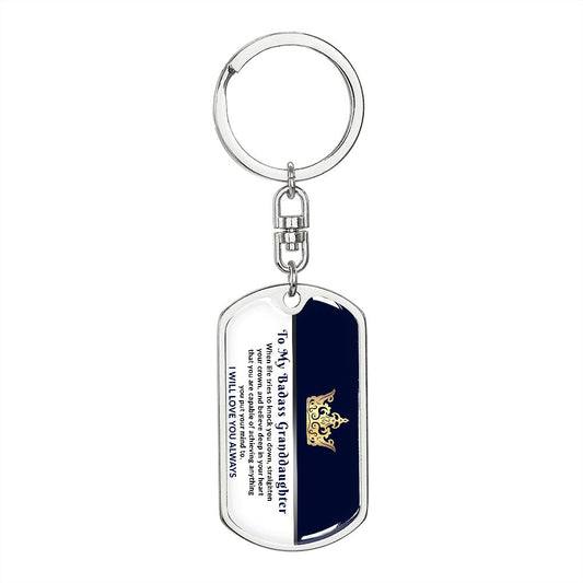 Straighten Your Crown Granddaughter | Dog Tag Keychain