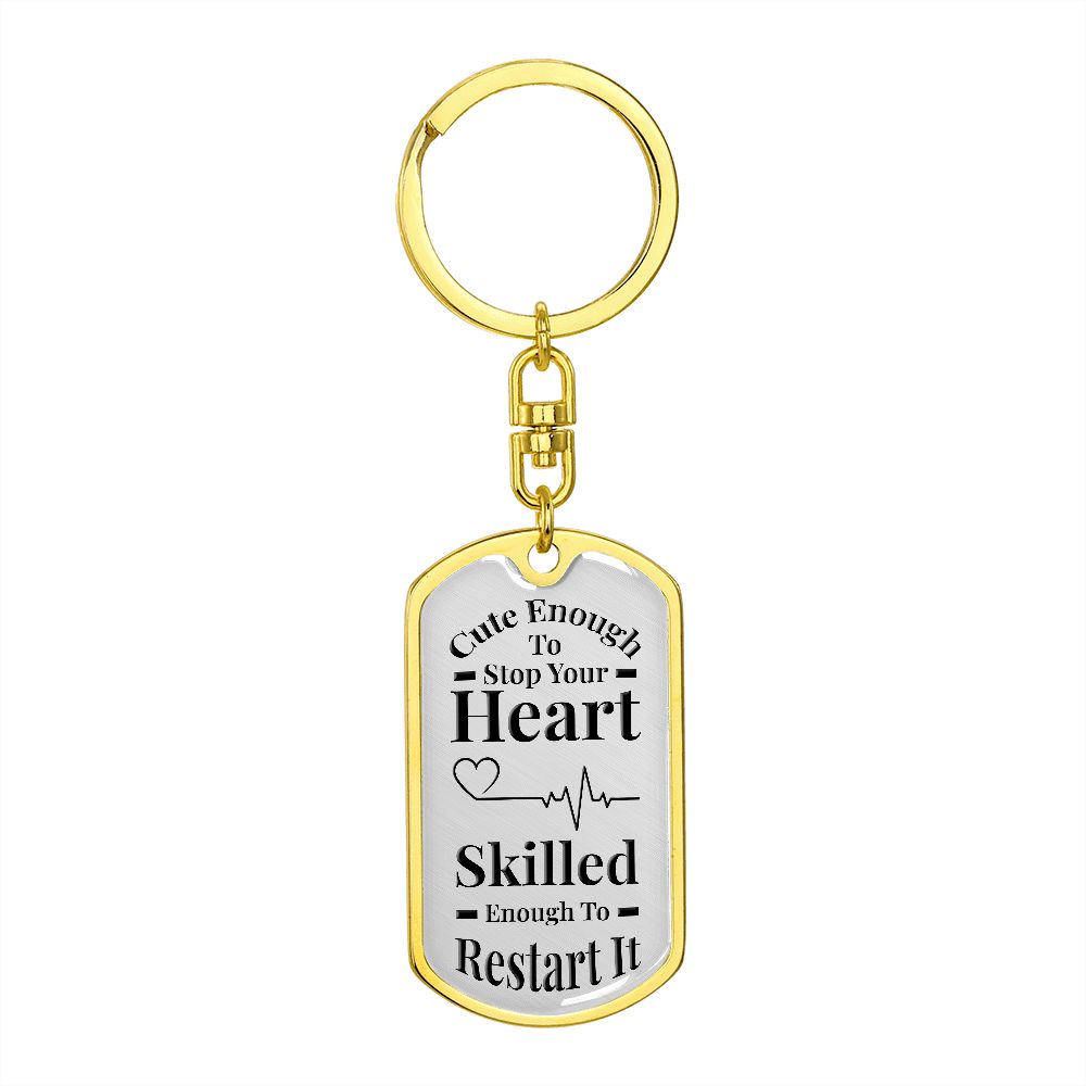 Cute Enough | Dog Tag Keychain Gray & Black