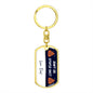 Don't Do Stupid... | Love Dad Graphic Dog Tag Keychain Blue & White