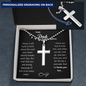 Father Remembrance Personalized Cross Necklace Ball Chain (Black Card)