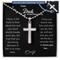 Father Remembrance Personalized Cross Necklace Ball Chain (Black Card)