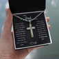 Father Remembrance Personalized Cross Necklace Ball Chain (Black Card)