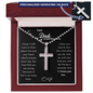Father Remembrance Personalized Cross Necklace Ball Chain (Black Card)