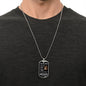 Lion Dog Tag I am proud to be your father necklace on man's neck