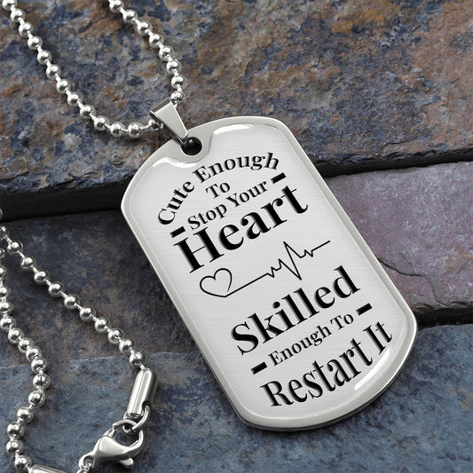 Cute Enough | Dog Tag Necklace Gray & Black