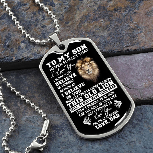 To My Son Lion Dog Tag