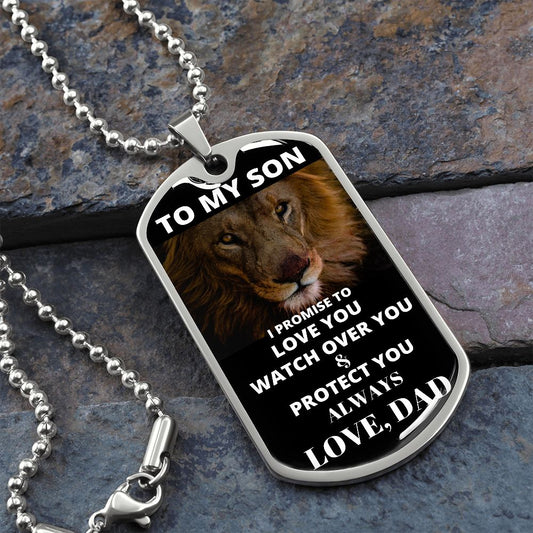 I Promise | To My Son Dog Tag White Letters