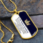To my son dog tag keychain gold white and silver with crown