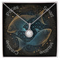 Pisces Zodiac sign fish Image with pendant necklace. Smart, Intuitive, Creative