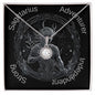Sagittarius Zodiac sign archer Image with pendant necklace. Adventurer, Independent, Strong