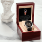 Men's Openwork Watch with Mahogany Box Black Card Forever Daughter