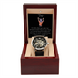 Men's Openwork Watch with Mahogany Box Black Card Forever Daughter
