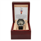 Men's Openwork Watch with Mahogany Box White Card Forever Daughter